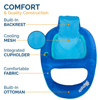 SwimWays Blue Fabric/Mesh Inflatable Recliner Pool Float