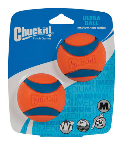 Chuckit! Blue/Orange Rubber Fetch Ball Ultra Ball Medium 2 pk