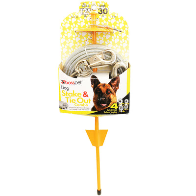 PDQ Yellow Tie-Out with Stake Metal Dog Tie Out Stake X-Large