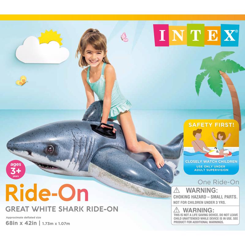 Intex Ride-on Gray Vinyl Inflatable Pool Float Shark