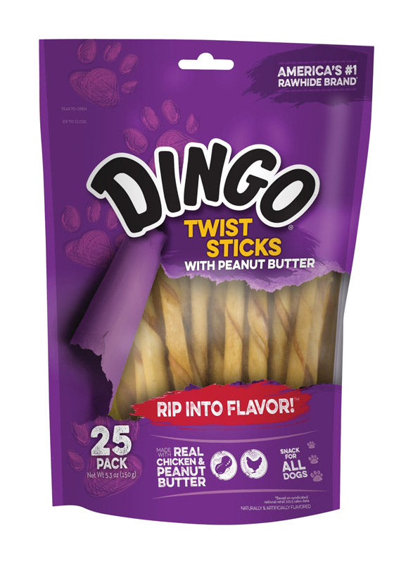 Dingo Peanut Butter Treats For Dogs 5.3 oz 25 pk
