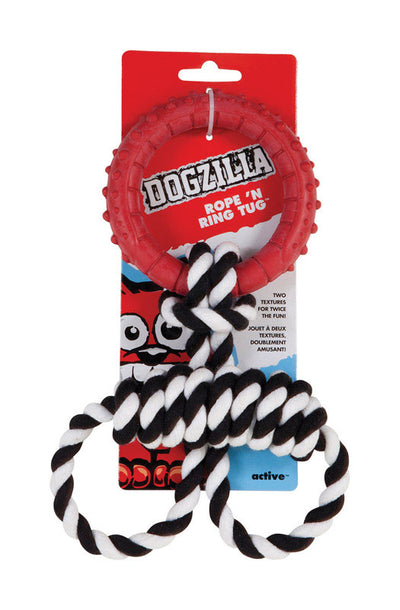 Dogzilla Multicolored Rubber Rope 'N Ring Tug Dog Toy Medium 1 pk