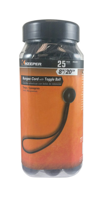 Keeper Black Bungee Ball Cord 8 in. L X 0.315 in. 25 pk