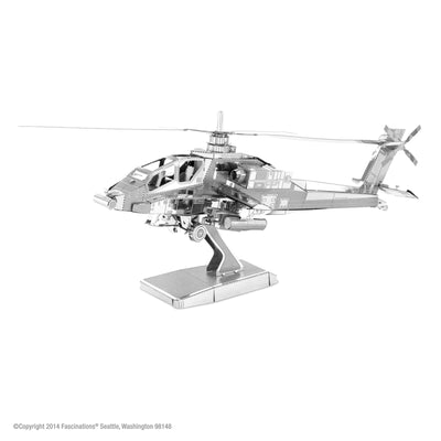 Fascinations Metal Earth AH-64 Apache 3D Model Kit Metal Silver