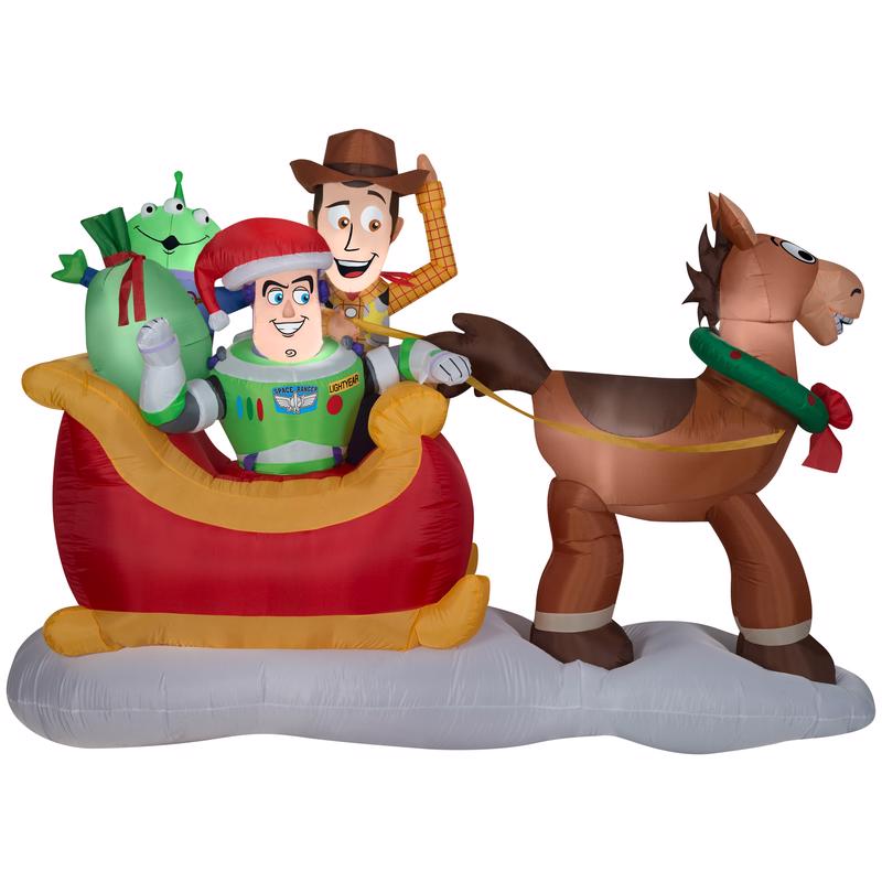 Gemmy LED Toy Story White 8 ft. Characters on Sleigh Inflatable