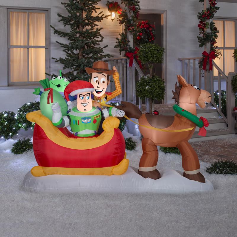 Gemmy LED Toy Story White 8 ft. Characters on Sleigh Inflatable