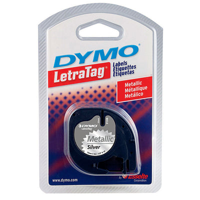 Dymo LetraTag 1/2 in. W X 156 in. L Metallic Silver Plastic Label Maker Tape