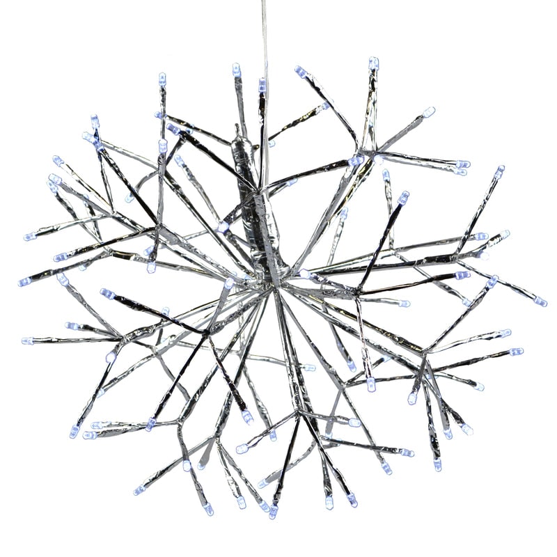 Celebrations Platinum LED Pure White 16 in. Shimmer Sphere Hanging Decor