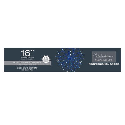 Celebrations Platinum LED Blue 16 in. Shimmer Sphere Hanging Decor