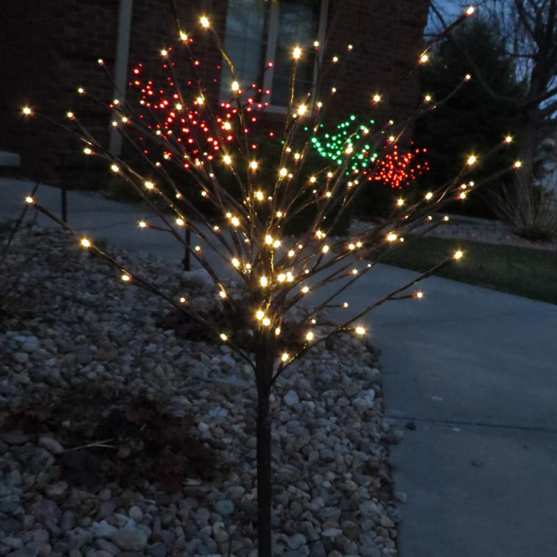 Celebrations Platinum LED Warm White 32 in. Light Burst Yard Decor