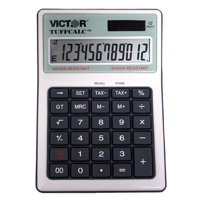 Victor Tuffcalc Silver 12 digit Solar Powered Washable Scientific Calculator