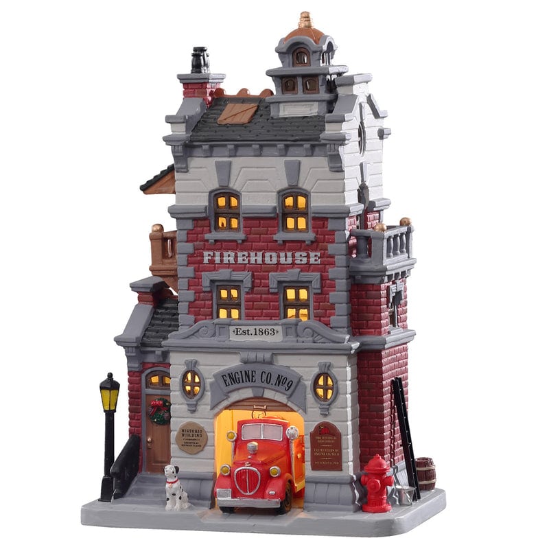 Lemax Multicolored Firehouse Engine Co. No. 9 Christmas Village 11.65 in.