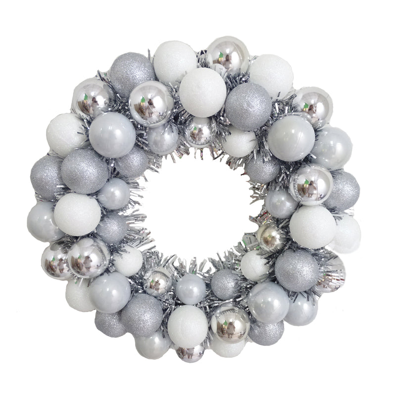 FC Young 16 in. D Glitter Ball Ornament Wreath