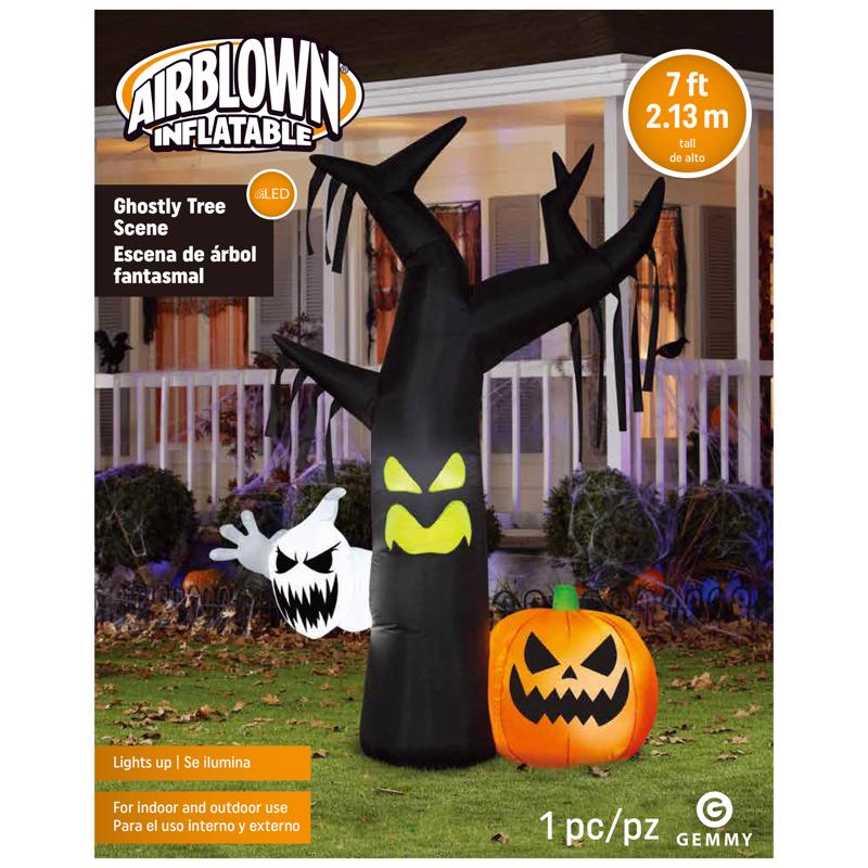 Gemmy Airblown 7 ft. LED Prelit Ghostly Tree Scene Inflatable