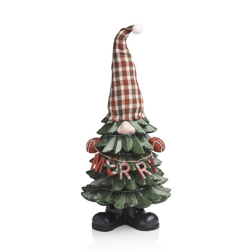 Alpine LED Multicolored Merry Tree Gnome Indoor Christmas Decor 28 in.