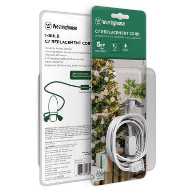 Westinghouse White One Bulb Replacement Cord Indoor Christmas Decor .2 in.