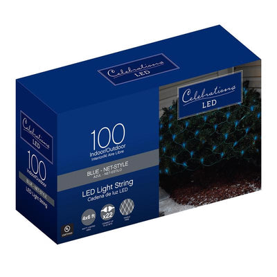 Celebrations LED Mini Blue 100 ct Net Christmas Lights 6 ft.