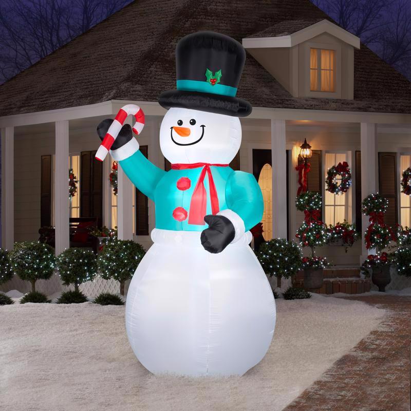 Gemmy LED 12 ft. Snowman with Candycane Inflatable