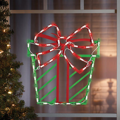 IG Design Green/Red Lit Present Silhouette Indoor Christmas Decor