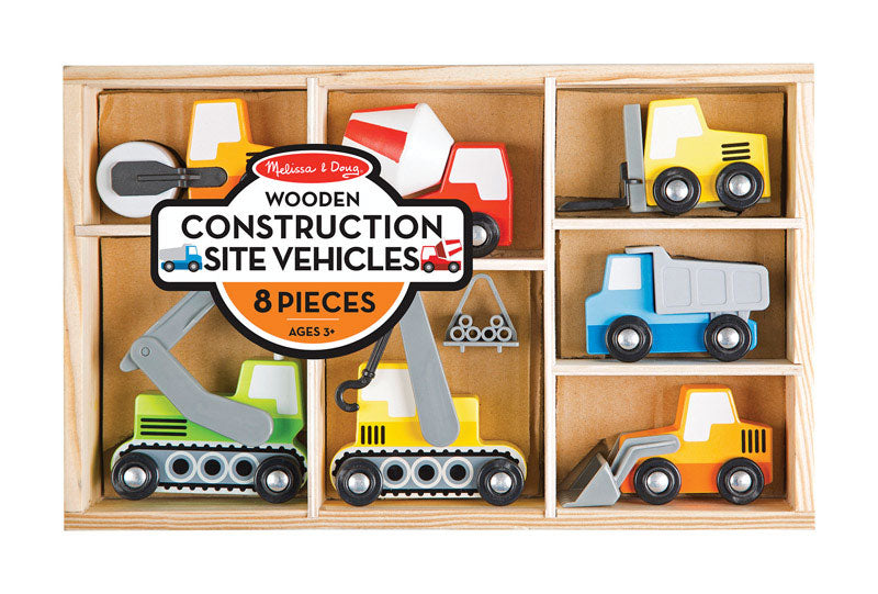 Melissa & Doug Construction Site Vehicles Wood Assorted 7 pc