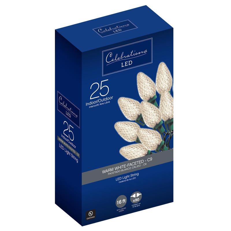 Celebrations LED C9 Warm White 25 ct String Christmas Lights 16 ft.