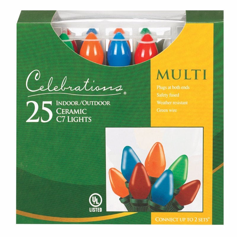 Celebrations Incandescent C7 Multicolored 25 ct String Christmas Lights 25 ft.