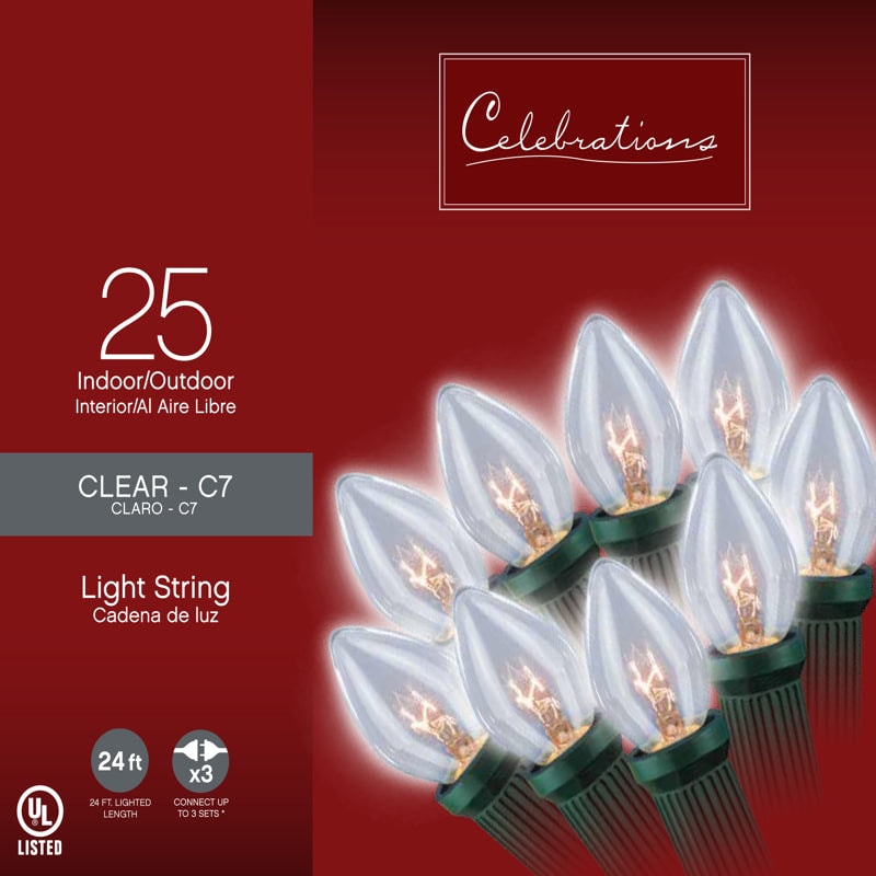 Celebrations Incandescent C7 Clear 25 ct String Christmas Lights 25 ft.