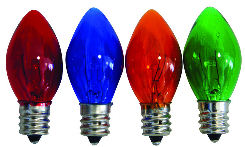 Celebrations Incandescent C7 Multicolored 4 ct Replacement Christmas Light Bulbs