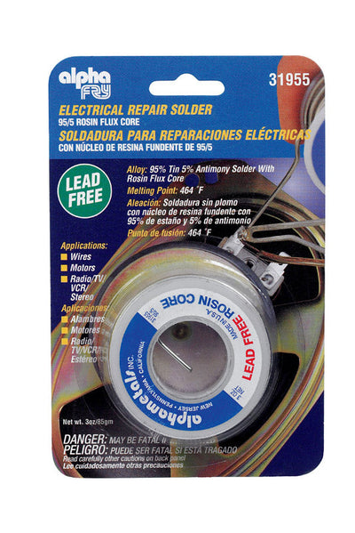 Alpha Fry 3 oz Lead-Free Rosin Core Solder Wire 0.06 in. D Tin/Antimony 95/5 1 pc 
