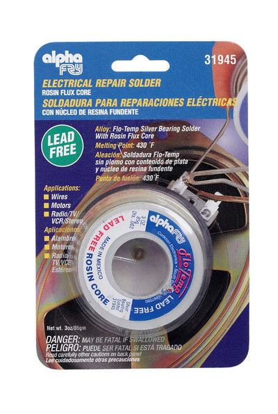 Alpha Fry 3 oz Lead-Free Rosin Core Solder Wire 0.062 in. D Tin/Copper/Silver 1 pc 