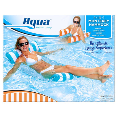Aqua Assorted Fabric/Mesh Inflatable 4-in-1 Monterey Hammock Pool Lounge 