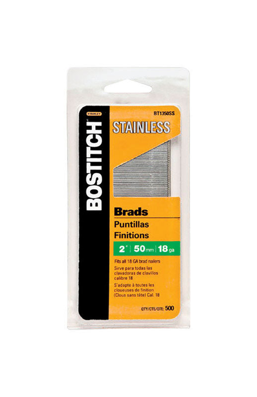 Bostitch 18 Ga. X 2 in. L Coated Stainless Steel Brad Nails 500 pk 