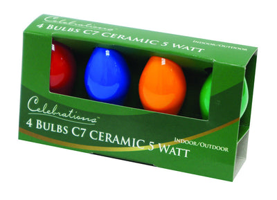 Celebrations Incandescent C7 Multicolored 4 ct Replacement Christmas Light Bulbs 