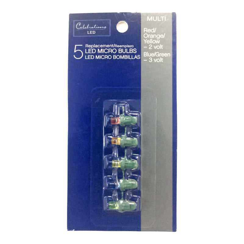 Celebrations LED Micro/5mm Multicolored 5 ct Replacement Christmas Light Bulbs 