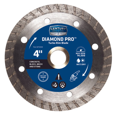 Century Drill & Tool 4 in. D Diamond Turbo Diamond Saw Blade 