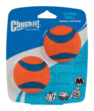 Chuckit! Blue/Orange Rubber Fetch Ball Ultra Ball Medium 2 pk 