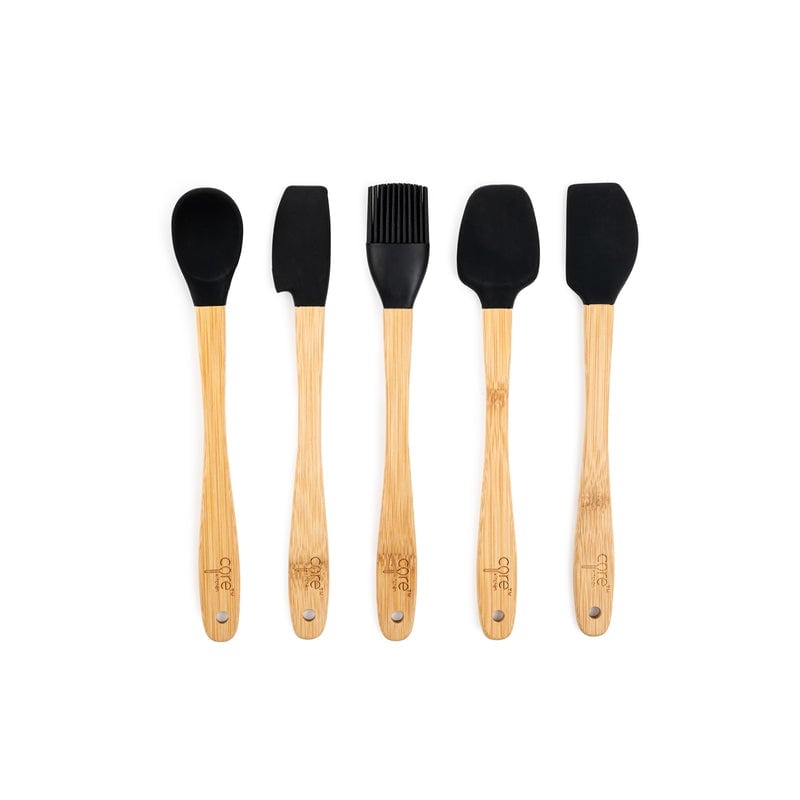 Core Kitchen Beige/Onyx Bamboo/Silicone Mini Utensil Set 