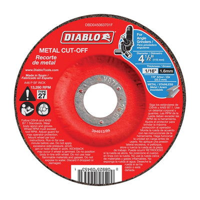 Diablo 4-1/2 in. D X 7/8 in. Aluminum Oxide Metal Cut-Off Disc 10 pk 