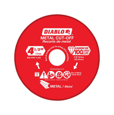 Diablo 4-1/2 in. D X 7/8 in. Diamond Metal Cut-Off Wheel 