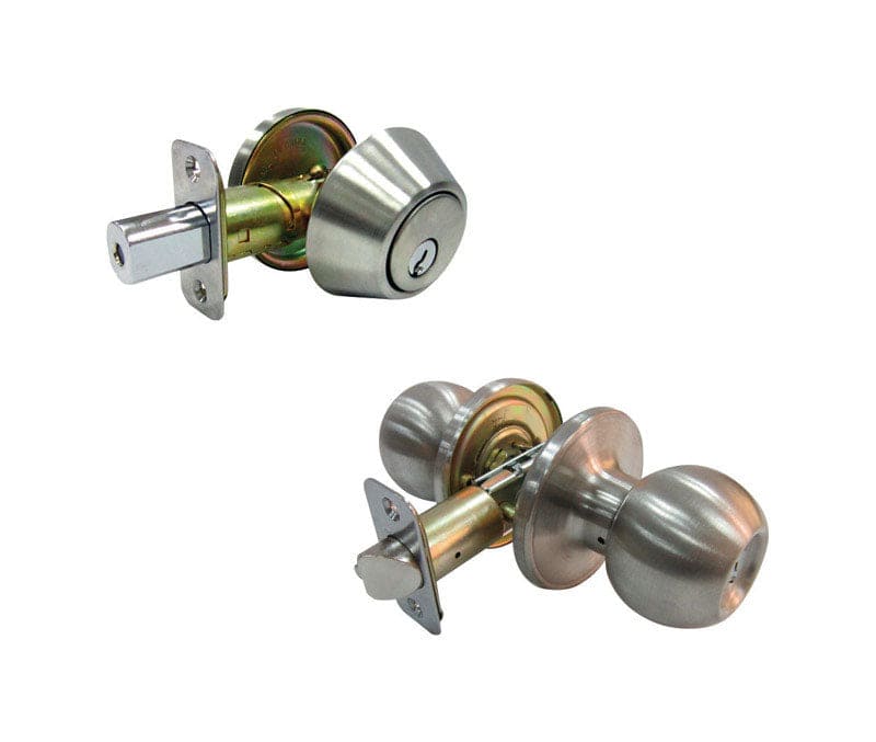 Diablo 4-1/8 in. Bi-Metal Hole Saw 1 pc Faultless Ball Satin Stainless Steel Entry Knob and Single Cylinder Deadbolt Right Handed 