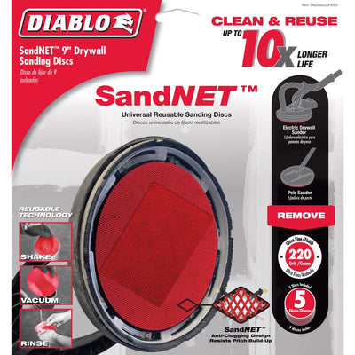 Diablo SandNet 9 in. L X 9 in. W Ceramic Blend 180 Grit Fine Drywall Sand Pad Diablo SandNet Ceramic Blend 220 Grit Ultra Fine Drywall Sand Pad 