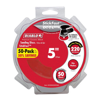 Diablo StickFast 5 in. Ceramic Blend Pressure Sensitive Adhesive Sanding Disc 220 Grit Ultra Fine 50 