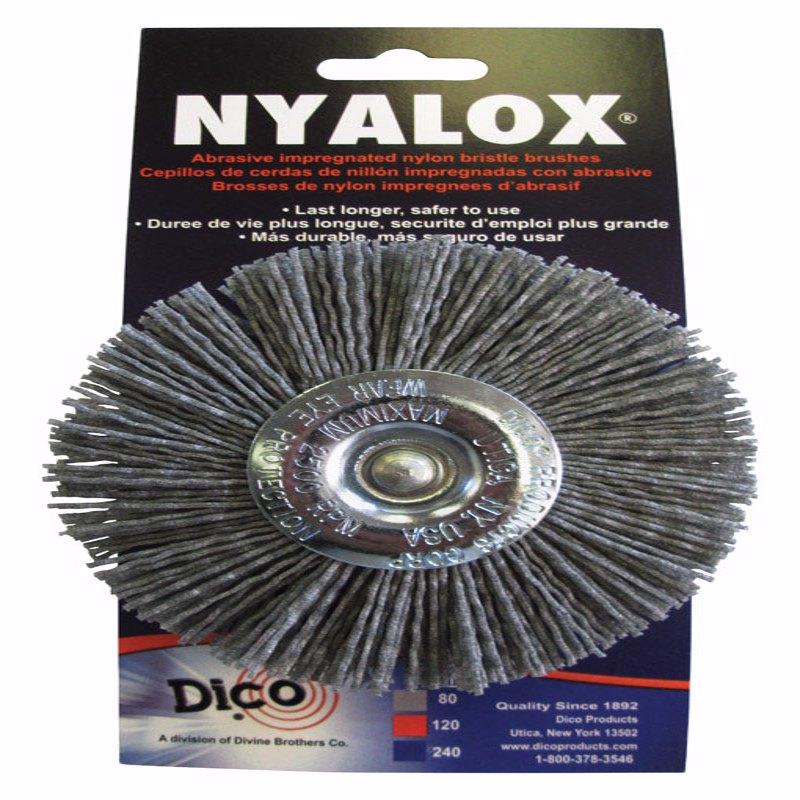 Dico NYALOX 4 in. Coarse Crimped Mandrel Mounted Wheel Brush Nylon 2500 rpm 1 pc 