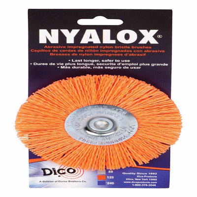 Dico NYALOX 4 in. Medium Crimped Mandrel Mounted Wheel Brush Nylon 2500 rpm 1 pc 