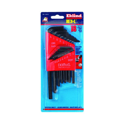 Eklind Hex-L .050 to 5/16 in. SAE Long and Short Arm Hex L-Key Set 18 pc 