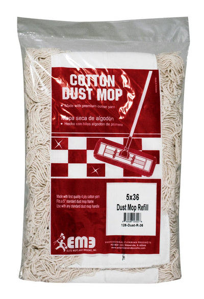 Elite Mops and Brooms 5"x 36" Dust Cotton Mop Refill 1 pk 
