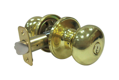 Faultless Mushroom Polished Brass Entry Knobs Right Handed 