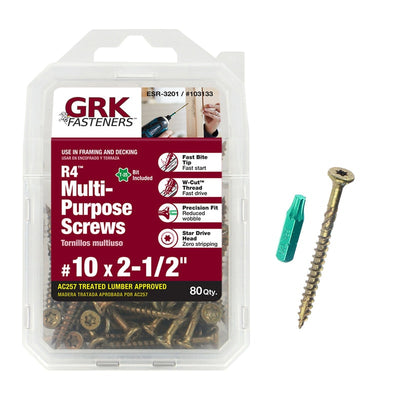GRK Fasteners R4 No. 10 X 2-1/2 in. L Star Coated Multi-Purpose Screws 80 pk 