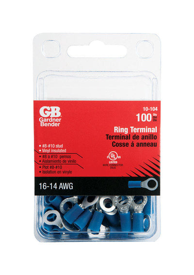 Gardner Bender 16-14 Ga. Insulated Wire Ring Terminal Blue 100 pk 