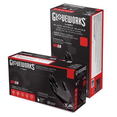 Gloveworks Nitrile Disposable Gloves XX-Large Black Powder Free 100 pk Gloveworks Nitrile Disposable Gloves Large Black Powder Free 100 pk 